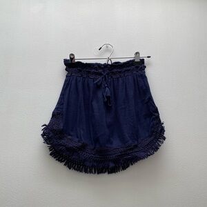 Aerie - Deep Blue Lace Crochet with Tassles Mini Skirt